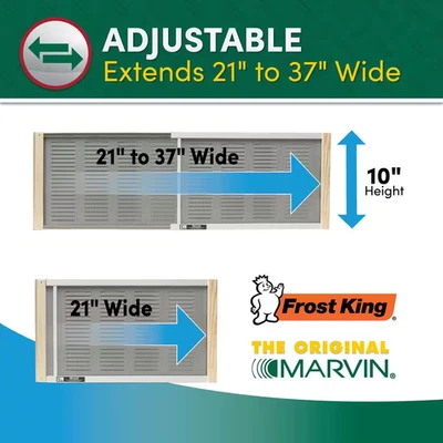 37 In. X 10 In. Grey Aluminum Adjustable Screen Ventilator - Image 1 of 4