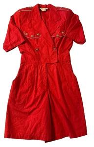 Vintage D. Frank Petites Red Romper 1980s Grannycore Rockabilly Style Size 10 - Picture 1 of 19
