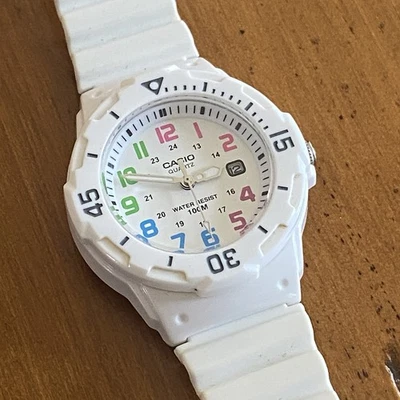 Casio Ladies White Watch Rainbow Dial Date 3363 LRW-200H EXCELLENT - Image 1 of 4