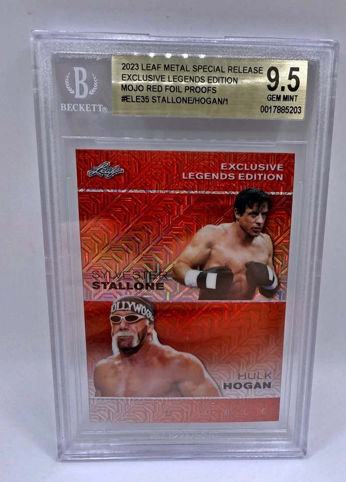 Mojo rojo hoja metal 2023 Hulk Hogan/Sylvester Stallone PRUEBA #D 1/1 BGS 9,5 Foto 1 de 1