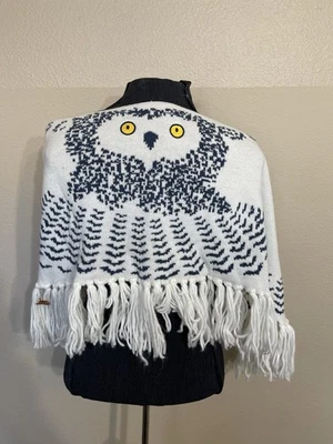 Bufanda de hombro redondeada tejida búho nevado encogerse de hombros con flecos Harry Potter Hedwig Foto 1 de 4