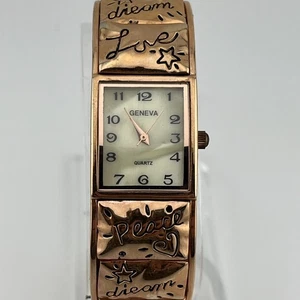 Geneva Bangle Watch Rose Gold Band Peace Dream Love- New Battery - Picture 1 of 7