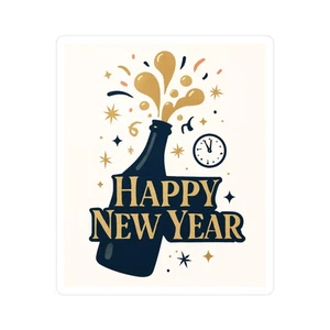 Happy New Year Champagne Bottle Vinyl Decal - Picture 1 of 5