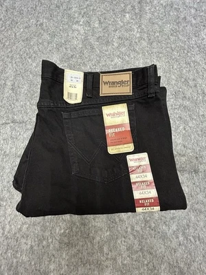全新 Wrangler Rugged Wear 男式黑色牛仔裤 5 口袋 44x34 宽鬆版型 — 第 1/4 张图片