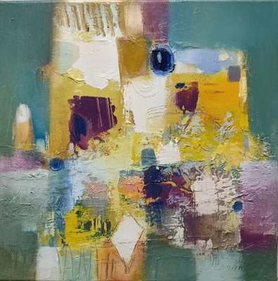 Pintura al óleo original 12"12" arte contemporáneo, cubismo, minimalismo, arte abstracto Foto 1 de 4