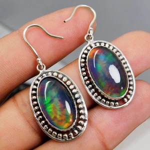 Natural Aura Opal Earrings 925 Sterling Silver Handmade Jewelry Gift for Her! - Picture 1 of 16