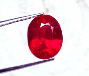 Piedra preciosa suelta rubí rojo natural forma ovalada 9,10 quilates certificada con regalo gratis - Imagen 1 de 7