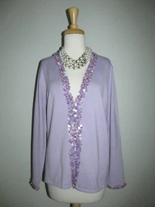 New Linea by Louis Dell'Olio Size M Lavender Embellished Cardigan Sweater - Picture 1 of 10