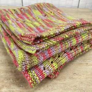 Manta de bebé afgana hecha a mano de ganchillo tejido vintage bata de regazo rosa verde - Imagen 1 de 6