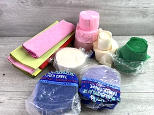 Lot Of Various Color Crepe Paper Streamers & Paper w/ Plastic Tote - Picture 1 of 7