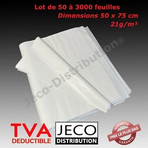 Lot de papier de soie mousseline 50 x 75 cm 21g/m² blanc emballage et loisir diy - Imagen 1 de 5