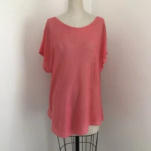 Eileen Fisher Linen Pullover Sweater Open Weave Pink Coral Sleeveless M - Picture 1 of 6