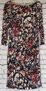 Eliza J Damenkleid Größe 8 Langarm gerafft mehrfarbig gefüttert Stretch gebraucht, in einwandfreiem Zustand - Bild 1 von 7