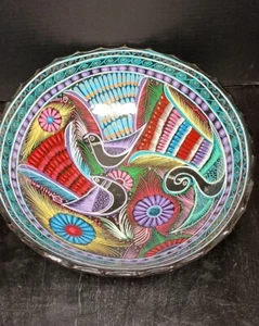 Mexican Pottery Hand Painted Folk Art Footed Large 14" Centerpiece Bowl - Picture 1 of 10