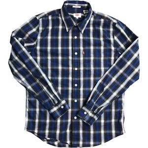 Levis Hemd Herren klein blau weiß kariert Knopfleiste Taschen Outdoor Markierungen - Bild 1 von 13
