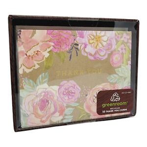 Greenroom 18 Ct Thank You Folded Cards and Envelopes Peonies Pink/Blush