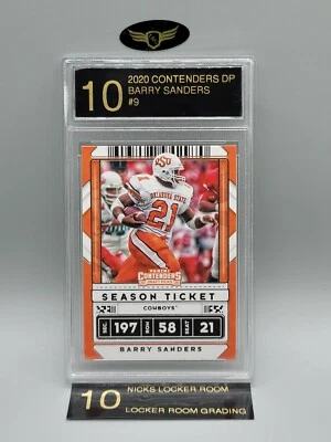 2020 Panini Contenders Draft Picks Oklahoma St Lions BARRY SANDERS 9 mint LRG 10 - Image 1 of 2