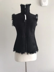 NWT $850 TALBOTS 100% LAMB SKIN PETITE FULL ZIP POCKETS SHEEPSKIN VEST SZ P - Picture 1 of 13