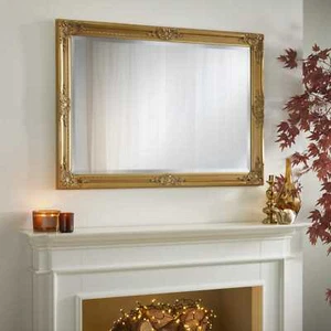 Wall Mirror Highbury Rectangular Antique Gold Frame- H 104cm x L 74cm x W 3.5cm - Picture 1 of 4