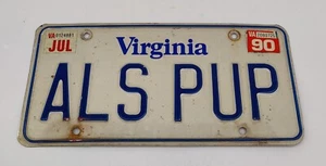 VTG 80's Virginia Personalized Vanity License Plate Blue on White Aluminum Nice! - Picture 1 of 2