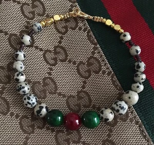 NEU Damen Halbedelsteine Quarzit Jaspis Perlen Gold Füllung Armband 8,75" - Bild 1 von 5