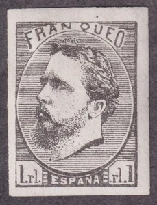 MINT HINGED SPAIN #X1 -  KING CARLOS VII IMPERFORATE BLACK REPRINT - Picture 1 of 2