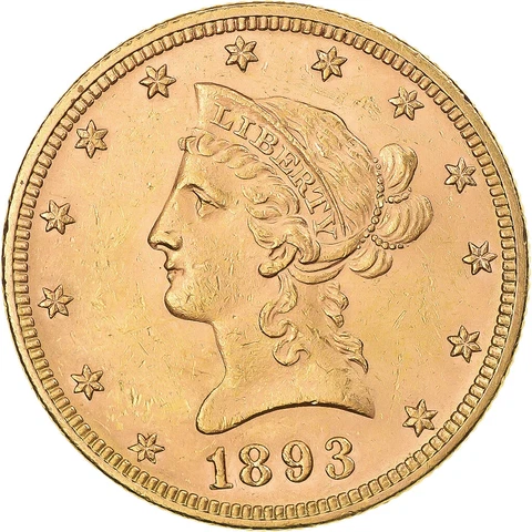 [#1112550] Coin, United States,Coronet Head,$10,1893, Philadelphia, Gold, AU, KM Cover