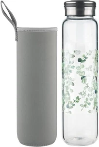 Cleesmil Borraccia in Vetro 1000 ml / 1 litro Bottiglia di Acqua in Vetro - Foto 1 di 6