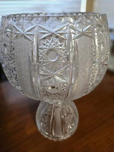 Vintage Cut Crystal/Glass Centerpiece Punch Bowl On Stand 8.5 inch - Picture 1 of 2