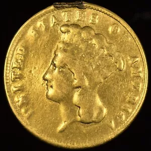 1860-P $3 GOLD PIECE ✪ VG VERY GOOD DETAILS ✪ COIN EX-JEWELRY SCARCE ◢TRUSTED◣ - Picture 1 of 2