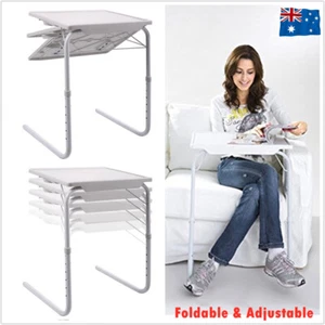 Foldable Table Adjustable Tray Portable Folding Laptop Desk TV Dinner Bed Sofa - Picture 1 of 11