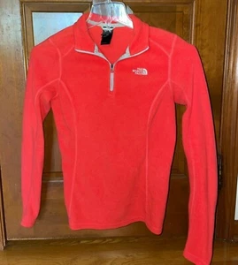 THE NORTH FACE Pullover Fleece Jacket PINK/RED Zip Size Medium Womens - Picture 1 of 5