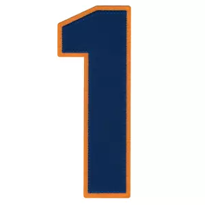Blau Orange Nummer 1 Aufnäher Filz Athletic Varsity Letterman Ausschnitt Bügelbild 8 Zoll - Bild 1 von 2