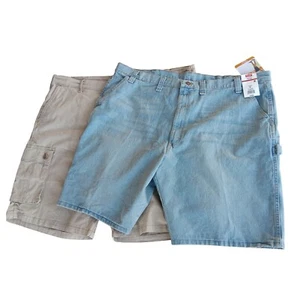 Lee Men's Khaki Cargo Short Wrangler Carpenter Flex Relaxed Fit Size 46 Lot Of 2 - Picture 1 of 9