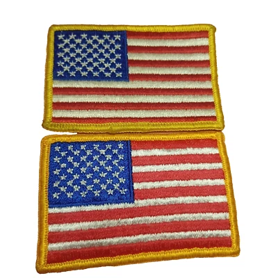 2 Embroidered USA Flag Uniform Shoulder Patch 3x2 inches Sew On Right Facing - Image 1 of 4