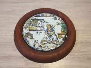 Vintage Wooden-framed Cinderella Plate Aschenputtel Signed Monika Heller-Cole - Picture 1 of 6