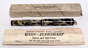 Pluma Estilográfica Wahl Eversharp 4 1/2" con Tapa de Anillo, Verde/Negro Oro 14k Nuevo en Caja - Imagen 1 de 6
