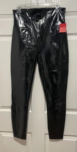 NWT Spanx Womens L Faux Leather Leggings High Waist Black Glossy Coated 20301R - Picture 1 of 10