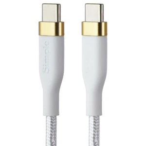 S. Simple (4-Ft) USB-C to USB-C Tough-Knit Braided Cable - White/Gold - Picture 1 of 3
