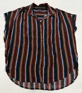 Madewell Central Drapey Shirt in Menford Stripe Modern Classic Black Medium - Picture 1 of 7