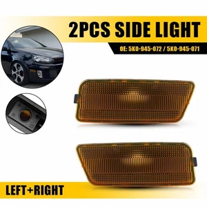 2PCS Amber Lens Front Bumper Side Marker Lights For 2010-2014 VW MK6 Golf GTI - Picture 1 of 10