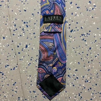 Corbata Lauren Ralph Lauren Multicolor Azul Paisley Mujer Seda Hecha a Mano Foto 1 de 4