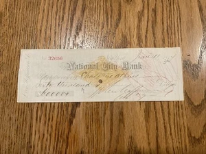 ANTIQUE BANK CHECK ~ NATIONAL CITY BANK ~ UNITED STATES INTERNAL REVENUE ~1800’s - Picture 1 of 5