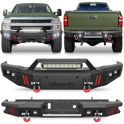 Pickup Front & Rear Bumper W/ Winch Plate &LED For Chevy Silverado 2500/3500 HD  — 第 1/4 张图片