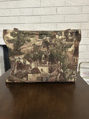 Vintage Equestrian Horse English Landscape Theme Tapestry Purse Shoulder Strap — 第 1/4 张图片