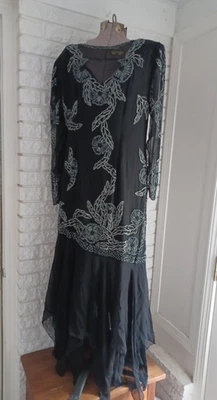 Vtg Creative Creations Pure Silk Lined Beaded Sequin Dress Gown XXL - Image 1 of 4