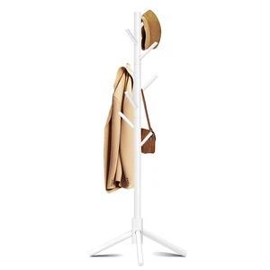 Wooden Coat Rack, Free Standing Coat Rack with 8 Hooks 3 Adjustable Heights f... - Picture 1 of 8