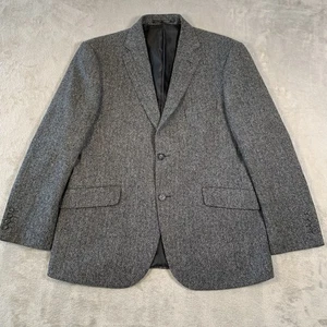 M&S Moon Tweed Jacket Mens 42 S Grey Wool Herringbone Sports Hacking Hunting - Picture 1 of 19