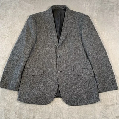 M&S Moon Tweed Jacket Mens 42 S Grey Wool Herringbone Sports Hacking Hunting - Image 1 of 4