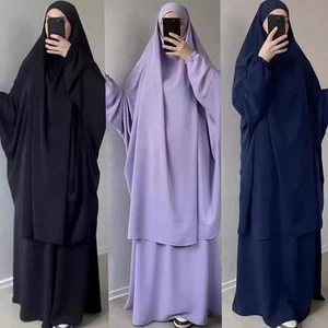 Dubai Mujeres Abaya Sobre la Cabeza Khimar Falda Larga Conjuntos Kaftán Islámico Oración Ramadán - Imagen 1 de 38